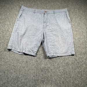 Tommy Bahama Shorts Men 42‎ Blue Hickory Stripe Linen Cotton Railroad Engineer